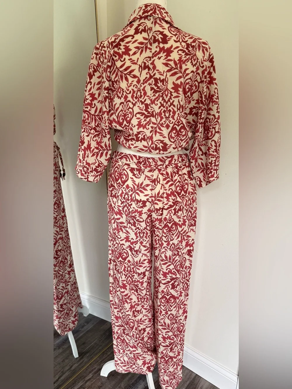 Zara Red and Cream Floral Relaxed Matching Set